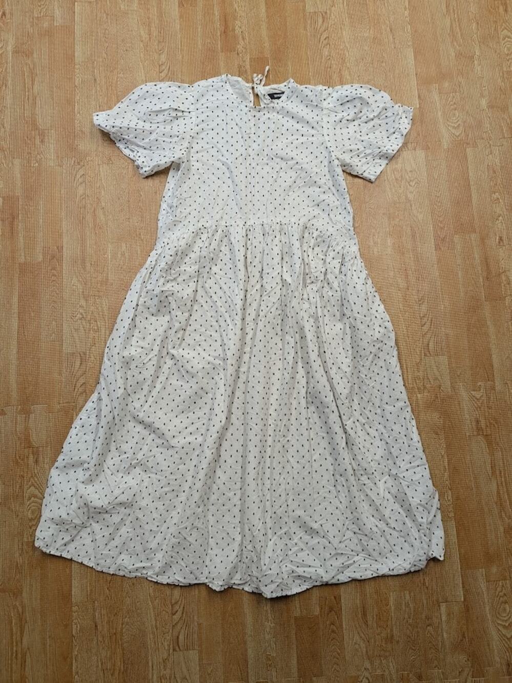 Toit Volant Spring Garden Dress White witth Black Polka Dots size M/L